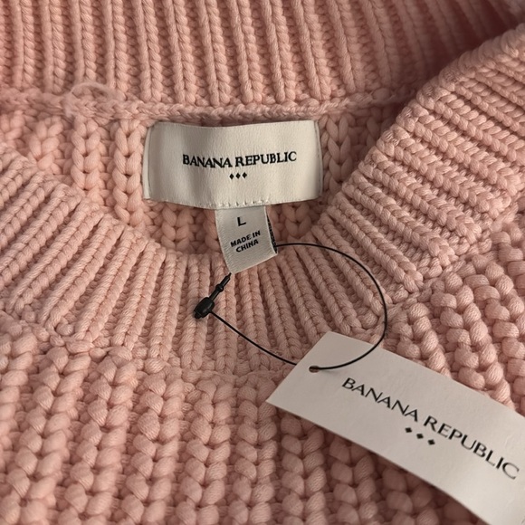 BANANA REPUBLIC Pink Ribbed Knit‎ Sweater Oversized Relaxed Fit Size L Factory - Picture 9 of 10